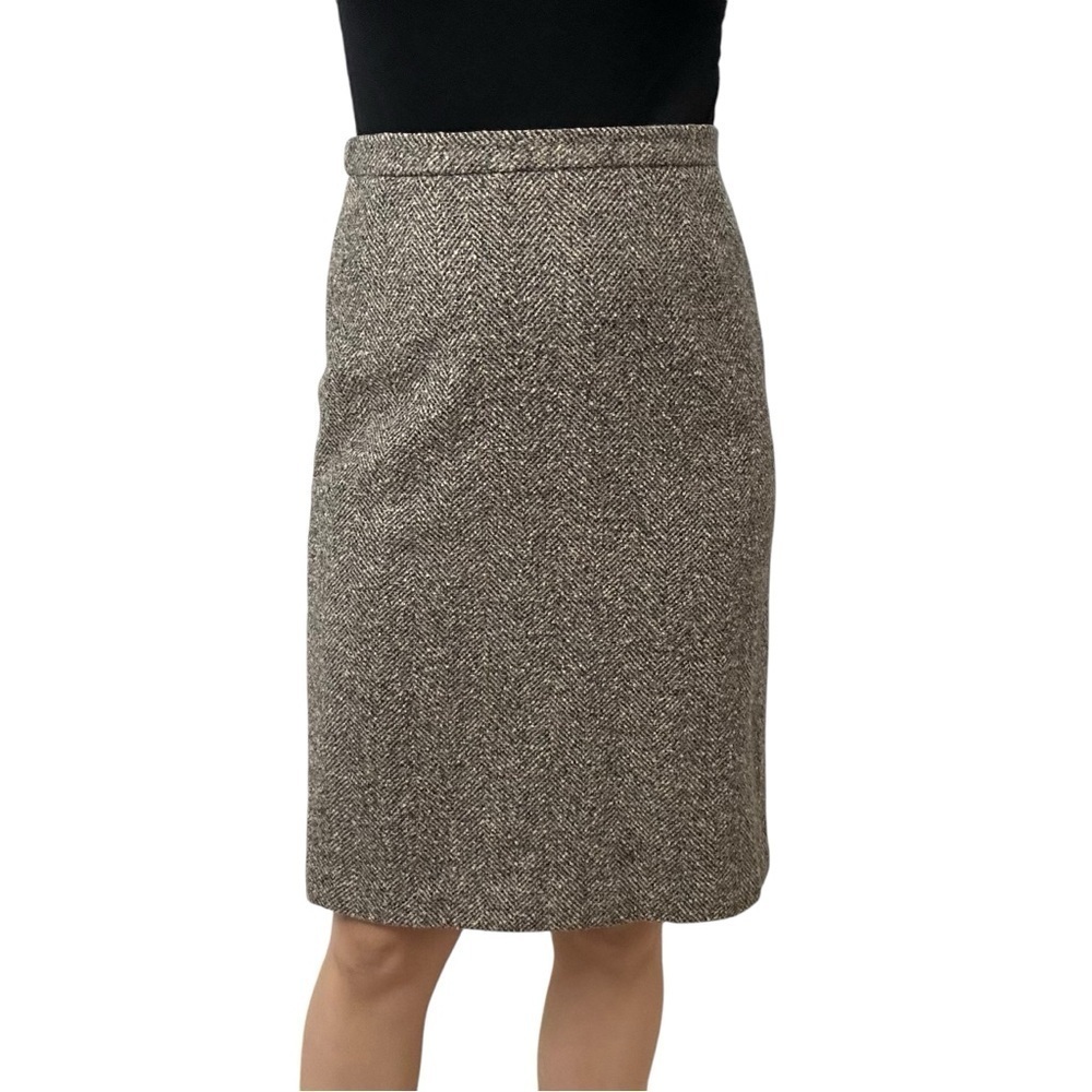 MaxMara Pencil Skirt Knee Length Knit Wool Blend Gray Designer Size 8 Medium